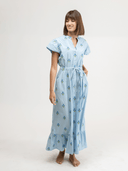 Beau & Ro Dress Small SAMPLE | The Flutter Midi | Petite Blue Floral | Small