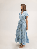 Beau & Ro Dress Small SAMPLE | The Flutter Midi | Petite Blue Floral | Small