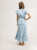 Beau & Ro Dress Small SAMPLE | The Flutter Midi | Petite Blue Floral | Small
