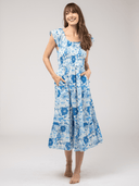 Beau & Ro Dress Small SAMPLE | The Goldie Dress | Blue Watercolor | Small