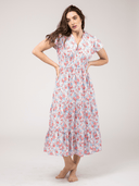 Beau & Ro Dress Small SAMPLE | The Isla Dress | Pink & Blue Garden | Small