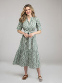 Beau & Ro Dress Small SAMPLE | The Jane Dress | Sage Virginia Stripe | Small