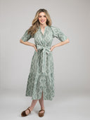 Beau & Ro Dress Small SAMPLE | The Jane Dress | Sage Virginia Stripe | Small