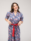 Beau & Ro Dress Small SAMPLE | The Jane Midi Dress | Navy Garden | Small