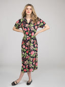 Beau & Ro Dress Small SAMPLE | The Kris Dress | Black Fancy Flower | Small