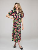 Beau & Ro Dress Small SAMPLE | The Kris Dress | Black Fancy Flower | Small