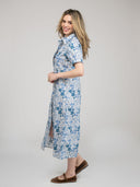 Beau & Ro Dress Small SAMPLE | The Kris Dress | Blue Little Fall Garden | Small