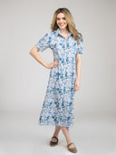 Beau & Ro Dress Small SAMPLE | The Kris Dress | Blue Little Fall Garden | Small