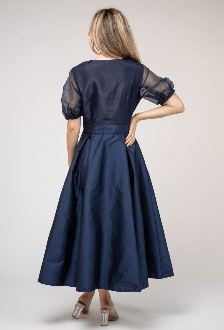 Beau & Ro Dress Small SAMPLE | The Madison Dress | Navy Organza + Taffeta | Small