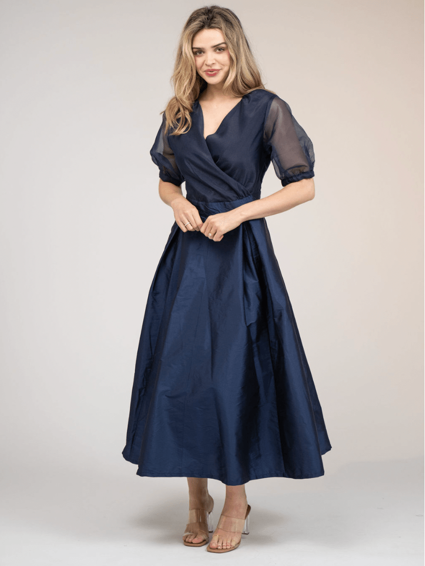 Beau & Ro Dress Small SAMPLE | The Madison Dress | Navy Organza + Taffeta | Small