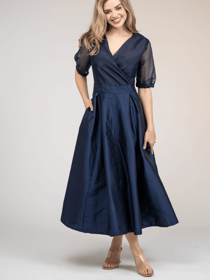 Beau & Ro Dress Small SAMPLE | The Madison Dress | Navy Organza + Taffeta | Small