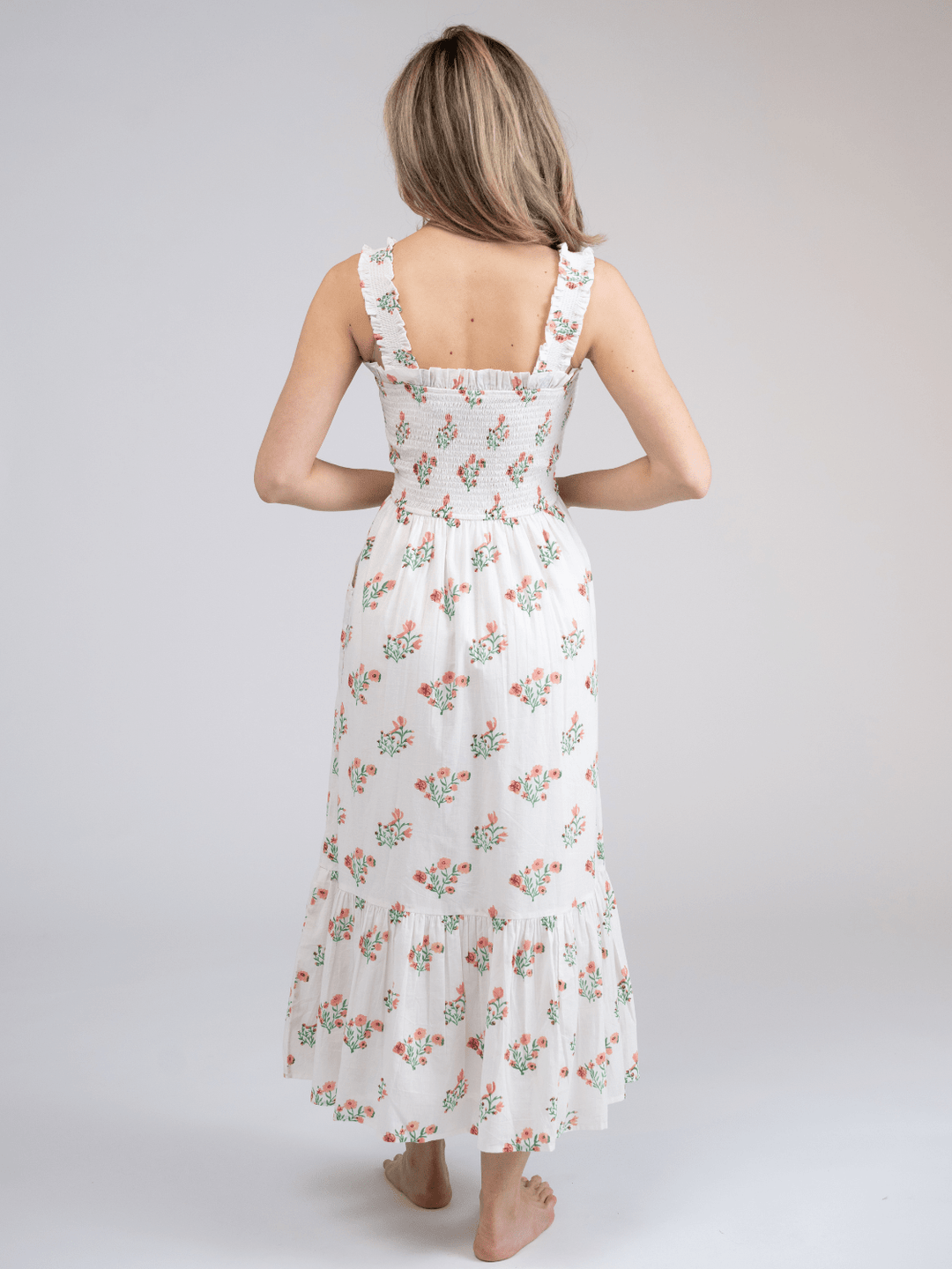Beau & Ro Dress Small SAMPLE | The Page Midi | Pink Floral | Small