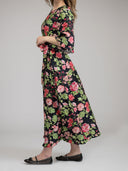 Beau & Ro Dress Small SAMPLE | The Waverly Set | Black Fancy Flower | Small