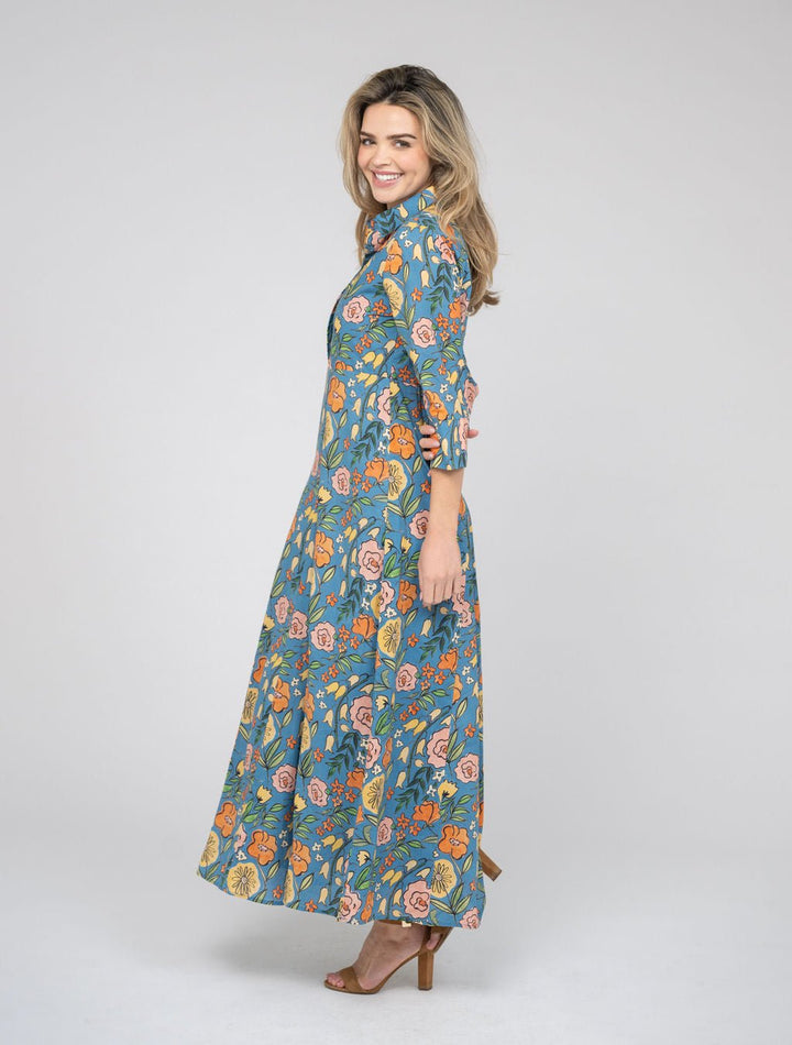 Beau & Ro Dress The Alexa Dress | Blue Fall Garden