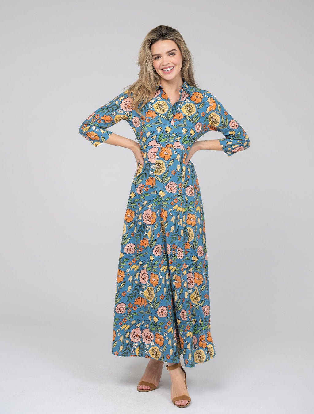 Beau & Ro Dress The Alexa Dress | Blue Fall Garden