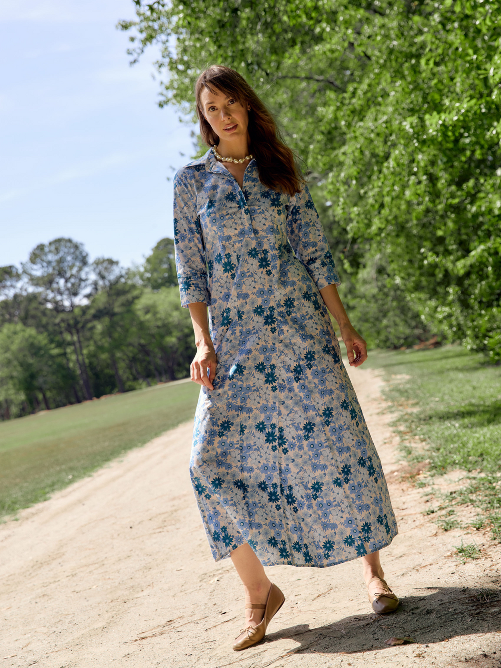 Beau & Ro Dress The Alexa Dress | Blue Little Fall Garden