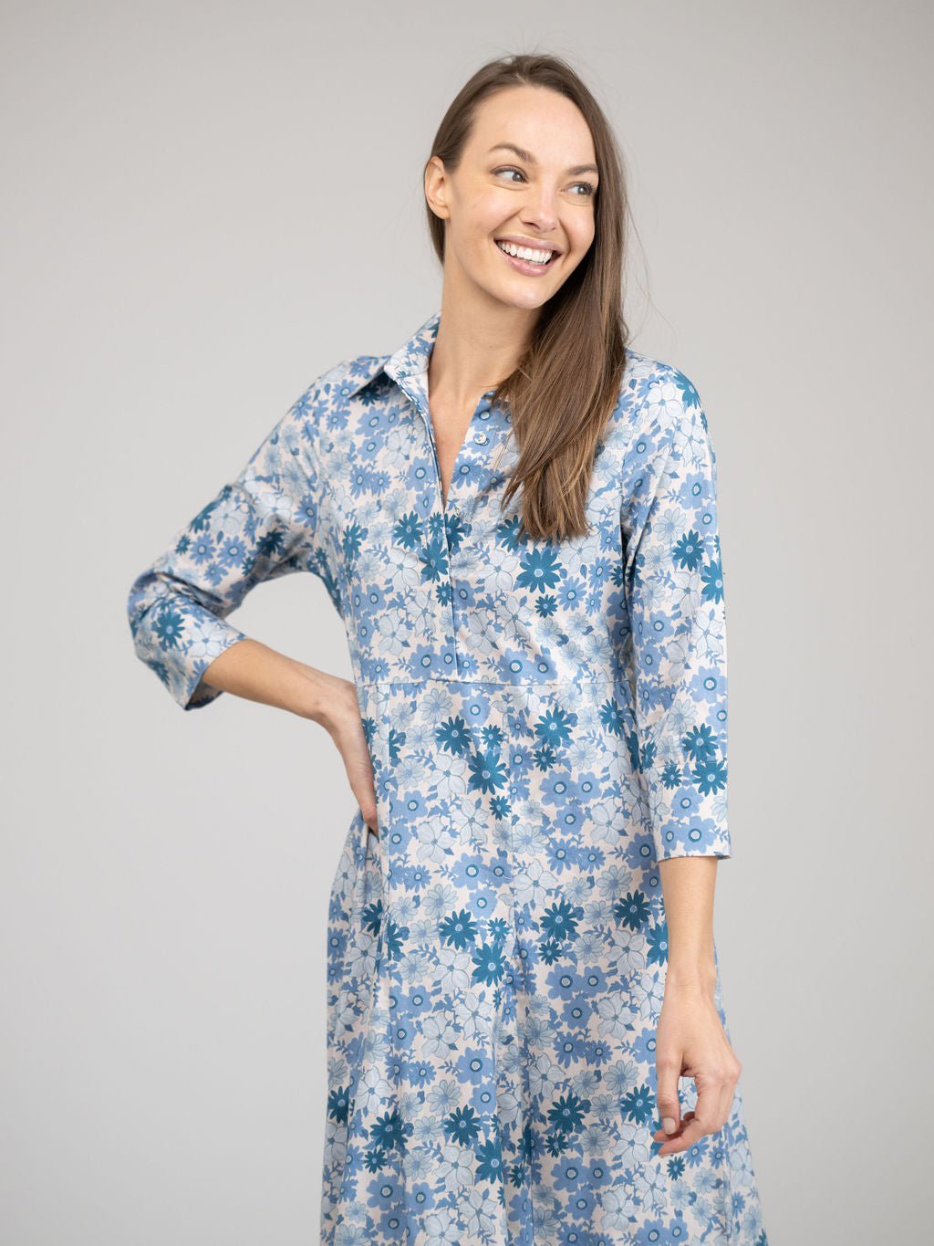 Beau & Ro Dress The Alexa Dress | Blue Little Fall Garden