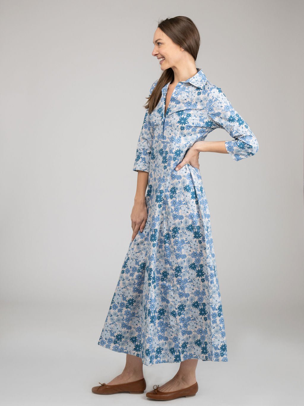 Beau & Ro Dress The Alexa Dress | Blue Little Fall Garden
