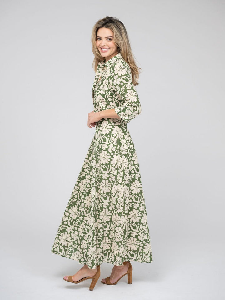 Beau & Ro Dress The Alexa Dress | Green Flower Power