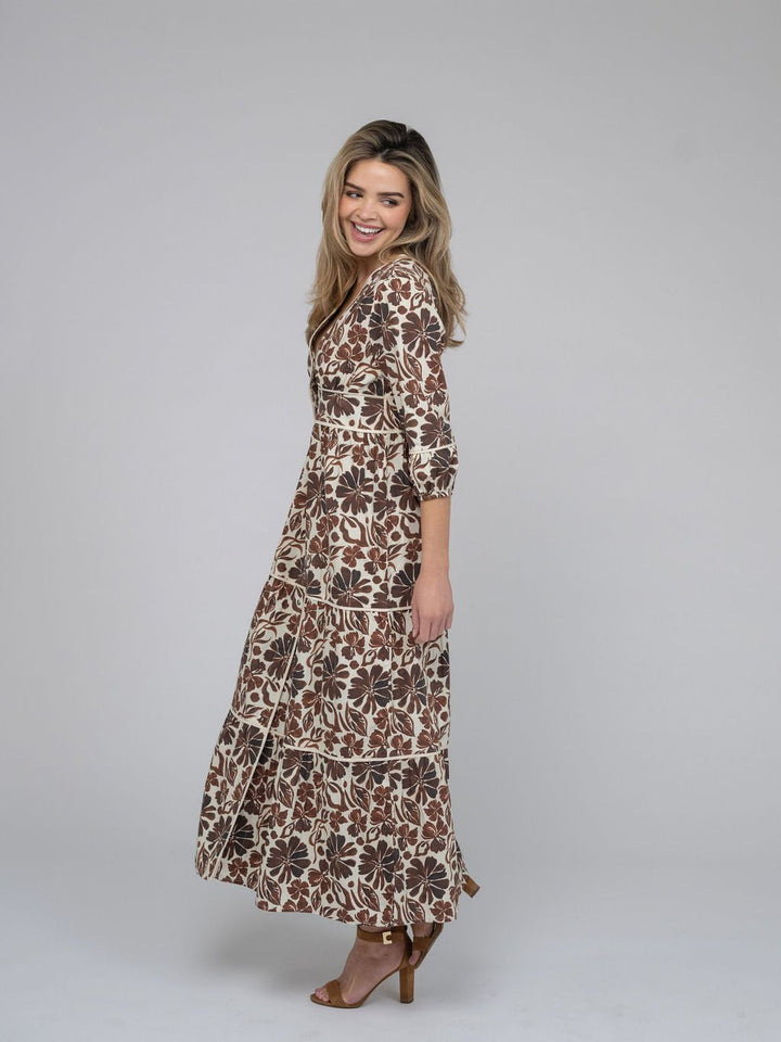 Beau & Ro Dress The Anna Dress | Brown Flower Power