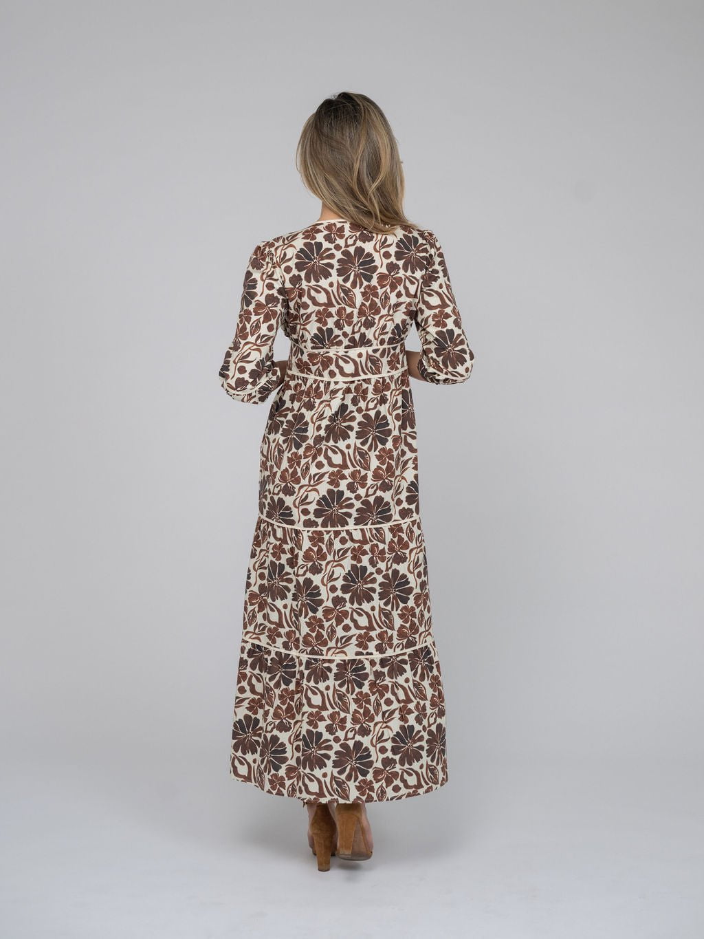 Beau & Ro Dress The Anna Dress | Brown Flower Power