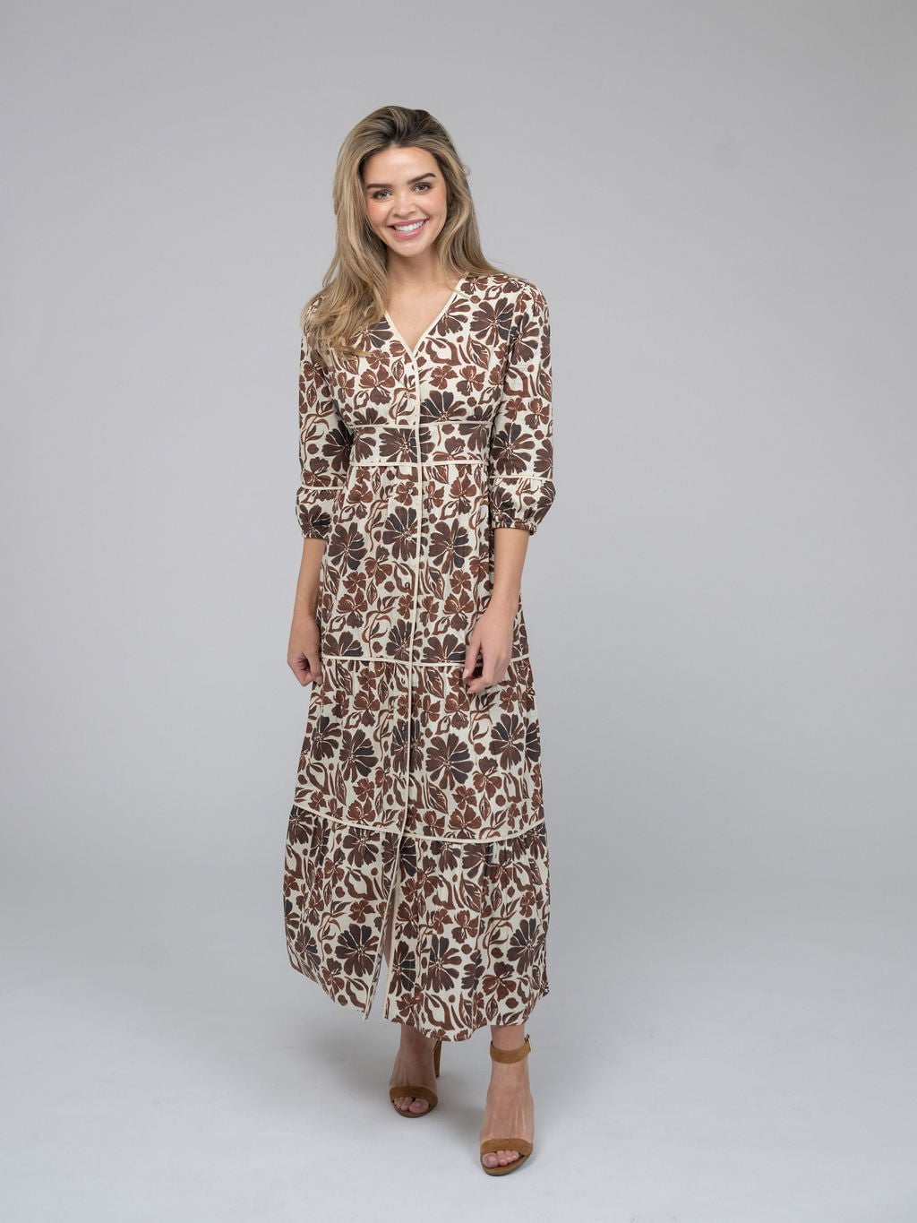 Beau & Ro Dress The Anna Dress | Brown Flower Power