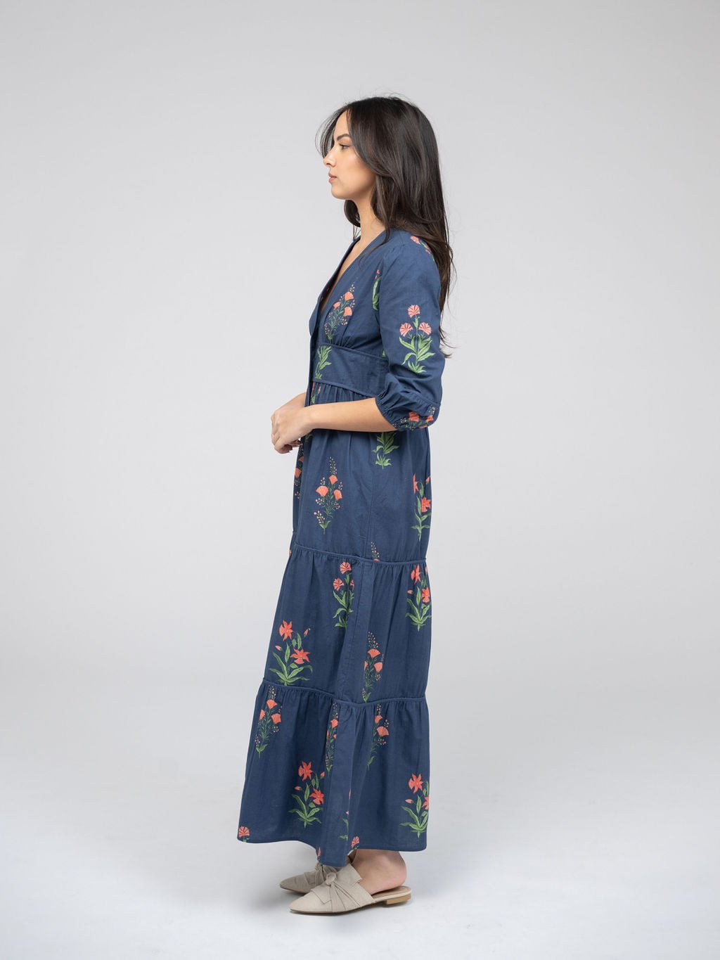 Beau & Ro Dress The Anna Dress | Navy Jaipur Floral