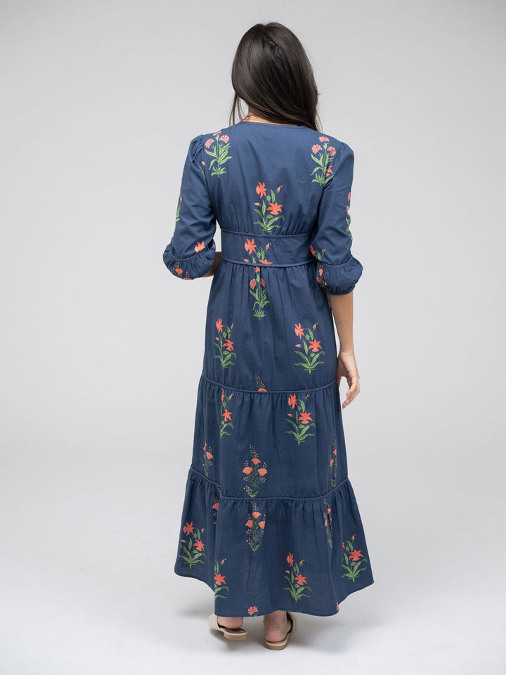 Beau & Ro Dress The Anna Dress | Navy Jaipur Floral