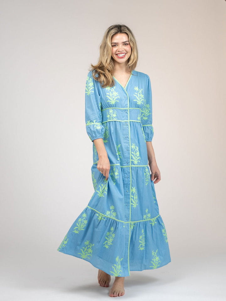 Beau & Ro Dress The Anna Dress | Sky Jaipur Floral