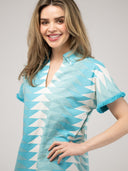 Beau & Ro Dress The Beach Tunic | Aqua Bagru Triangle