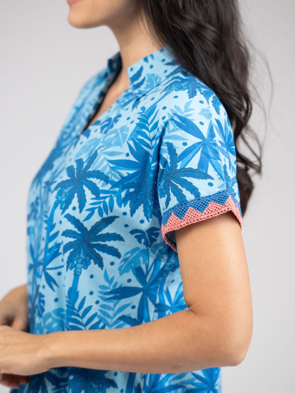 Beau & Ro Dress The Beach Tunic | Blue Palm Leaf
