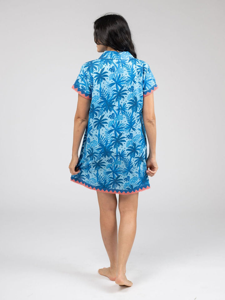 Beau & Ro Dress The Beach Tunic | Blue Palm Leaf