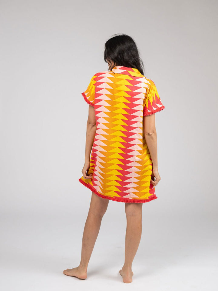 Beau & Ro Dress The Beach Tunic | Sunset Bagru Triangle