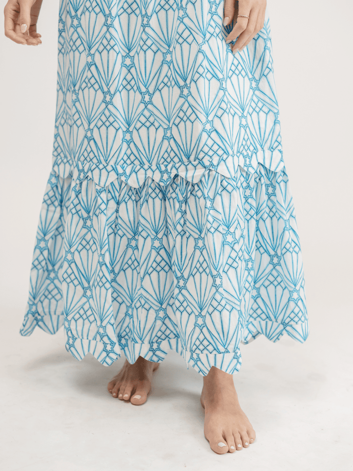 Beau & Ro Dress Small SAMPLE | The Chase Dress | Blue Starburst | Small