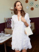 Beau & Ro Dress The Cornelia Mini Dress | White 3D Flower