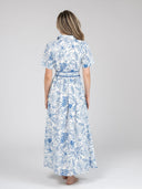 Beau & Ro Dress The Elle Maxi Dress | Blue Flora Sketch