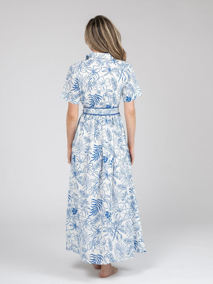 Beau & Ro Dress The Elle Maxi Dress | Blue Flora Sketch