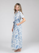 Beau & Ro Dress The Elle Maxi Dress | Blue Flora Sketch