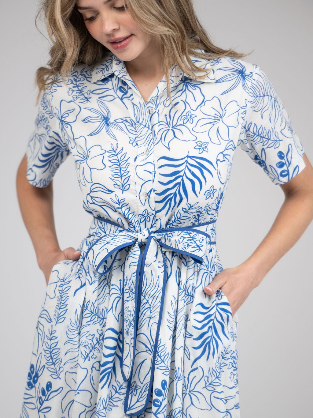 Beau & Ro Dress The Elle Maxi Dress | Blue Flora Sketch