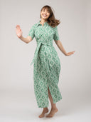 Beau & Ro Dress The Elle Maxi Dress | Green Flower Check