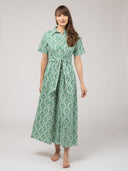 Beau & Ro Dress The Elle Maxi Dress | Green Flower Check