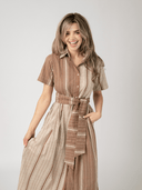 Beau & Ro Dress The Elle Maxi Dress in Brown Arrow