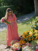 Beau & Ro Dress The Elle Maxi Dress in Red Love Stripe