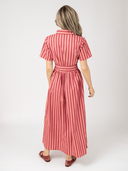 Beau & Ro Dress The Elle Maxi Dress in Red Love Stripe