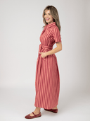 Beau & Ro Dress The Elle Maxi Dress in Red Love Stripe