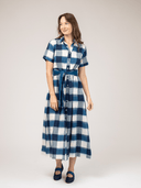 Beau & Ro Dress The Elle Maxi Dress | Navy Check Ikat