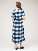 Beau & Ro Dress The Elle Maxi Dress | Navy Check Ikat