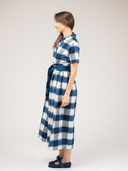 Beau & Ro Dress The Elle Maxi Dress | Navy Check Ikat
