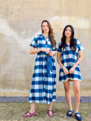 Beau & Ro Dress The Elle Maxi Dress | Navy Check Ikat