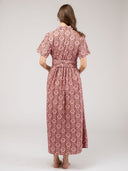 Beau & Ro Dress The Elle Maxi Dress | Pink Flower Check